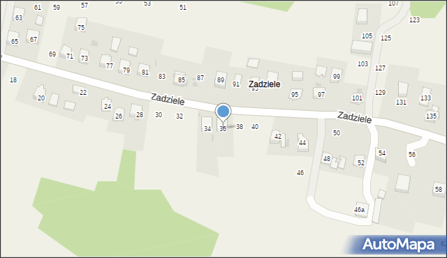 Zakliczyn, Zadziele, 36, mapa Zakliczyn