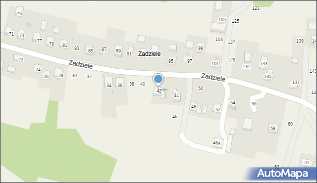 Zakliczyn, Zadziele, 42, mapa Zakliczyn