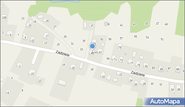 Zakliczyn, Zadziele, 65, mapa Zakliczyn