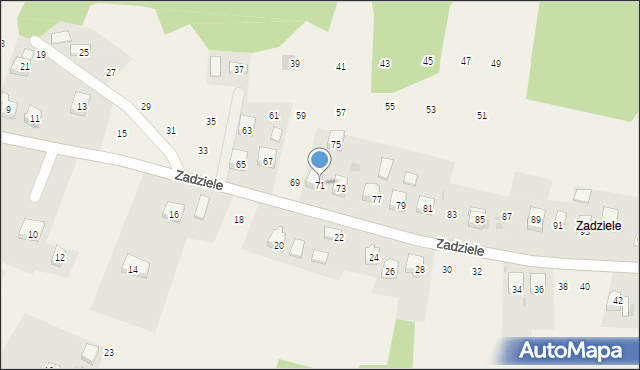Zakliczyn, Zadziele, 71, mapa Zakliczyn