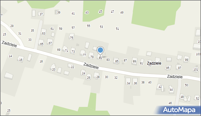 Zakliczyn, Zadziele, 81, mapa Zakliczyn