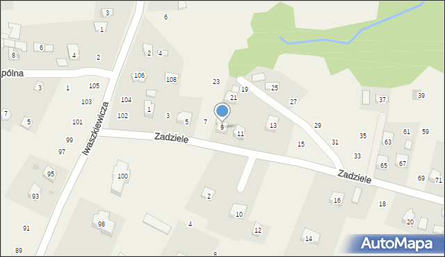 Zakliczyn, Zadziele, 9, mapa Zakliczyn