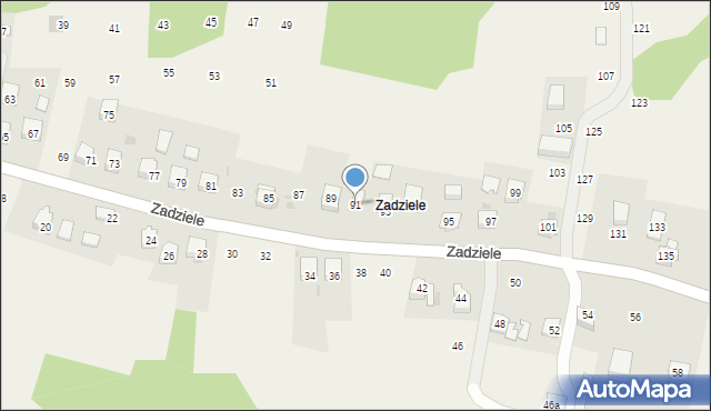 Zakliczyn, Zadziele, 91, mapa Zakliczyn