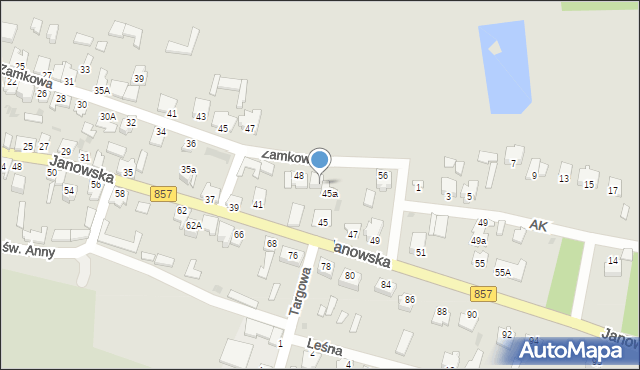 Zaklików, Zamkowa, 38, mapa Zaklików