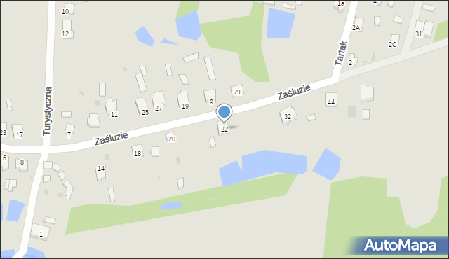 Zaklików, Zaśluzie, 22, mapa Zaklików