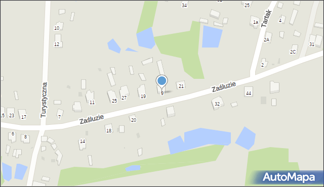 Zaklików, Zaśluzie, 9, mapa Zaklików