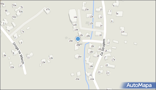 Zakopane, Za Strugiem, 16a, mapa Zakopanego