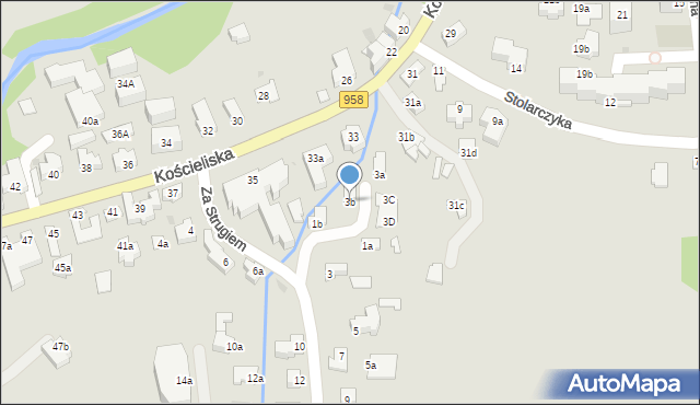 Zakopane, Za Strugiem, 3b, mapa Zakopanego