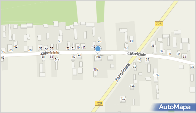 Zakościele, Zakościele, 46a, mapa Zakościele