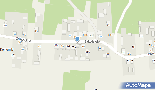 Zakościele, Zakościele, 90a, mapa Zakościele