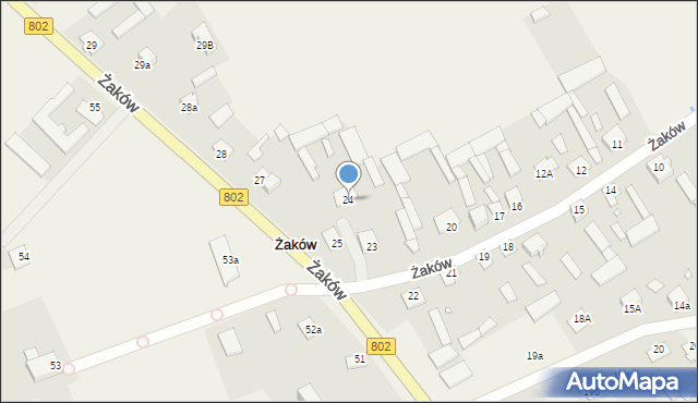 Żaków, Żaków, 24, mapa Żaków