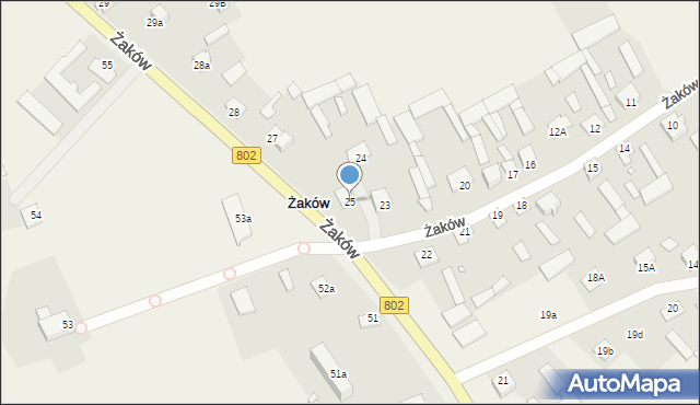 Żaków, Żaków, 25, mapa Żaków