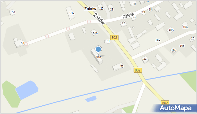 Żaków, Żaków, 51a, mapa Żaków