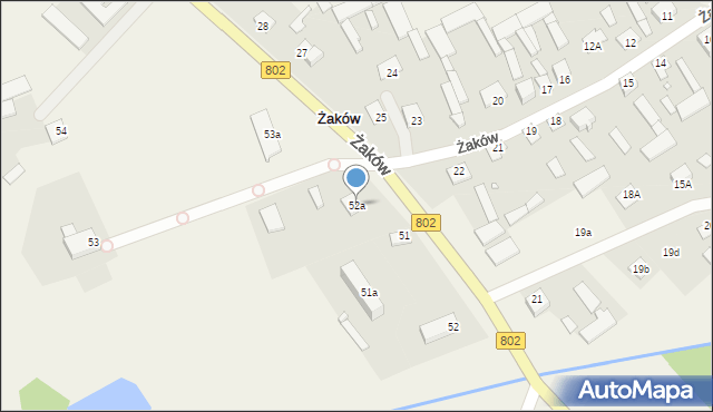 Żaków, Żaków, 52a, mapa Żaków