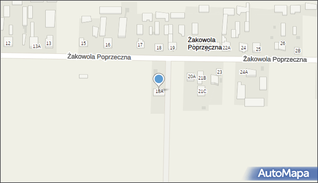 Żakowola Poprzeczna, Żakowola Poprzeczna, 18A, mapa Żakowola Poprzeczna