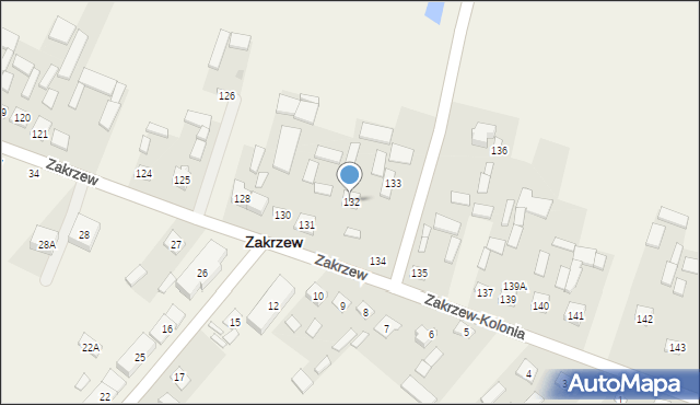 Zakrzew, Zakrzew, 132, mapa Zakrzew