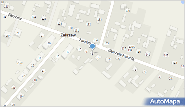 Zakrzew, Zakrzew, 8, mapa Zakrzew