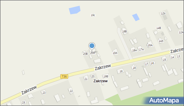 Zakrzew, Zakrzew, 20A, mapa Zakrzew