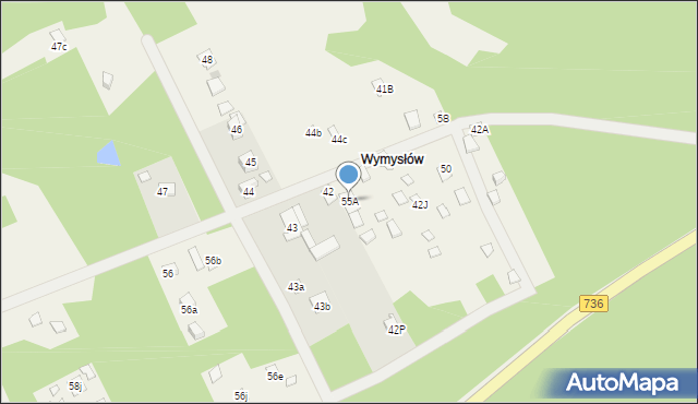 Zakrzew, Zakrzew, 55A, mapa Zakrzew