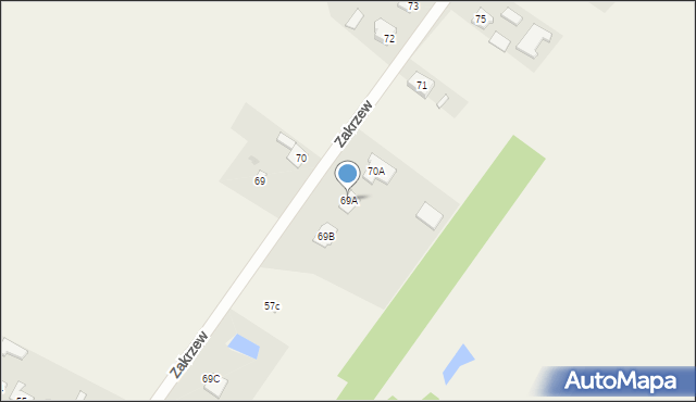 Zakrzew, Zakrzew, 69A, mapa Zakrzew