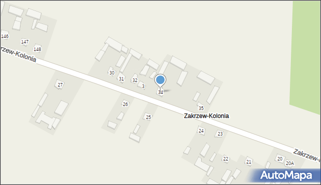 Zakrzew-Kolonia, Zakrzew-Kolonia, 34, mapa Zakrzew-Kolonia