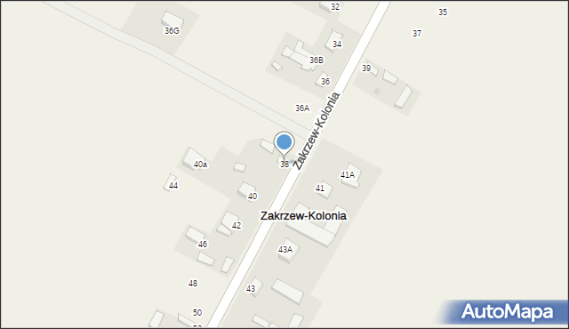 Zakrzew-Kolonia, Zakrzew-Kolonia, 38, mapa Zakrzew-Kolonia