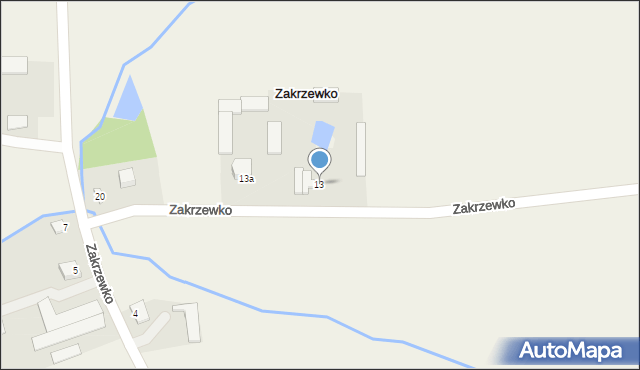 Zakrzewko, Zakrzewko, 13, mapa Zakrzewko