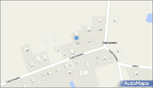 Zakrzewko, Zakrzewko, 13, mapa Zakrzewko