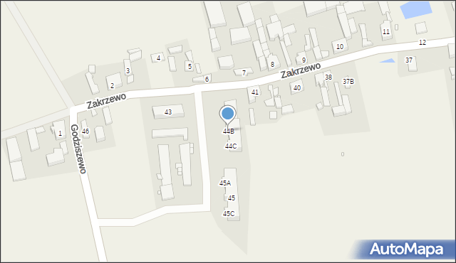 Zakrzewo, Zakrzewo, 44B, mapa Zakrzewo