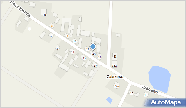 Zakrzewo, Zakrzewo, 14A, mapa Zakrzewo