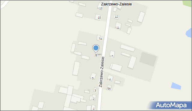 Zakrzewo-Zalesie, Zakrzewo-Zalesie, 8, mapa Zakrzewo-Zalesie