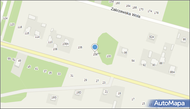 Zakrzewska Wola, Zakrzewska Wola, 104, mapa Zakrzewska Wola
