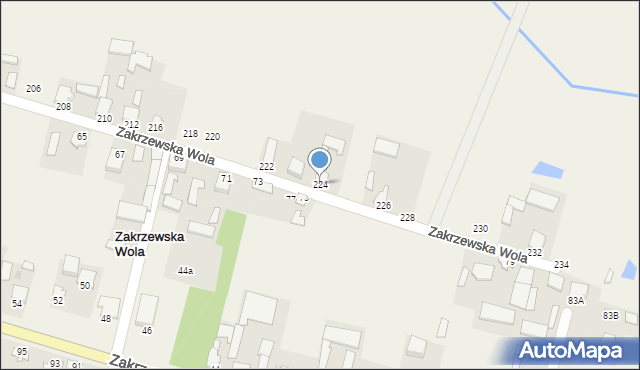 Zakrzewska Wola, Zakrzewska Wola, 224, mapa Zakrzewska Wola