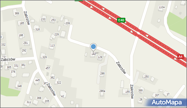 Zakrzów, Zakrzów, 142, mapa Zakrzów
