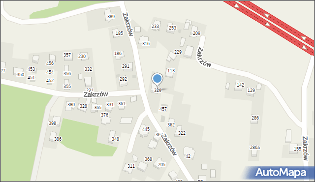 Zakrzów, Zakrzów, 329, mapa Zakrzów