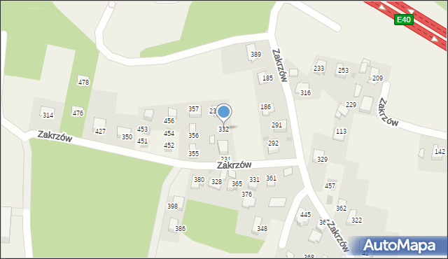 Zakrzów, Zakrzów, 332, mapa Zakrzów