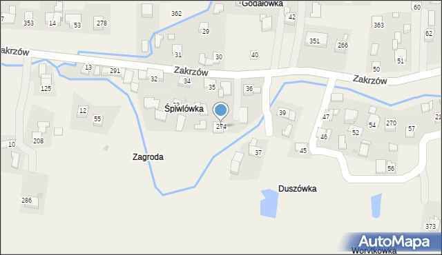 Zakrzów, Zakrzów, 274, mapa Zakrzów