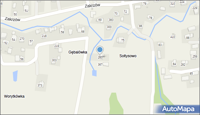 Zakrzów, Zakrzów, 283, mapa Zakrzów