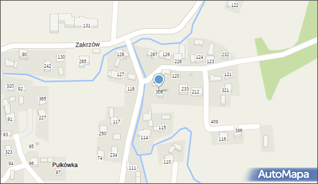 Zakrzów, Zakrzów, 308, mapa Zakrzów