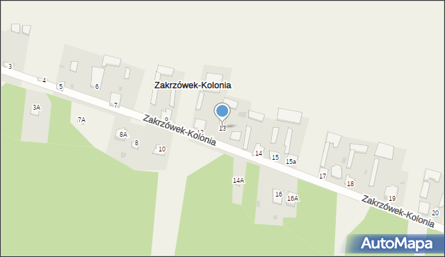 Zakrzówek-Kolonia, Zakrzówek-Kolonia, 13, mapa Zakrzówek-Kolonia