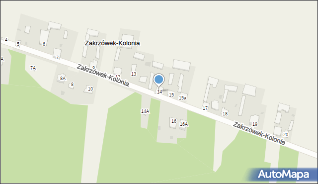 Zakrzówek-Kolonia, Zakrzówek-Kolonia, 14, mapa Zakrzówek-Kolonia