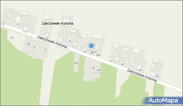 Zakrzówek-Kolonia, Zakrzówek-Kolonia, 15, mapa Zakrzówek-Kolonia