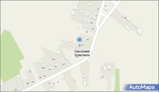 Zakrzówek Szlachecki, Zakrzówek Szlachecki, 36, mapa Zakrzówek Szlachecki