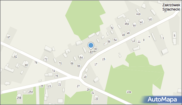 Zakrzówek Szlachecki, Zakrzówek Szlachecki, 62, mapa Zakrzówek Szlachecki
