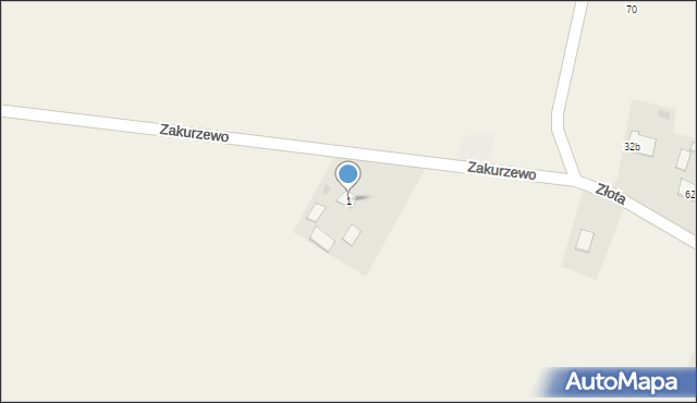 Zakurzewo, Zakurzewo, 1, mapa Zakurzewo