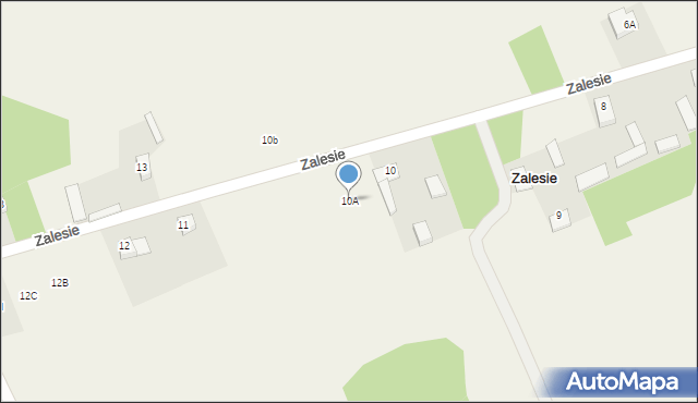 Zalesie, Zalesie, 10A, mapa Zalesie