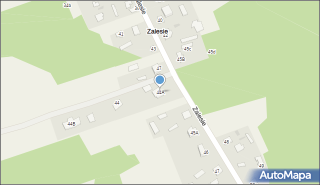 Zalesie, Zalesie, 44A, mapa Zalesie