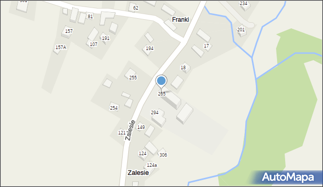 Zalesie, Zalesie, 265, mapa Zalesie