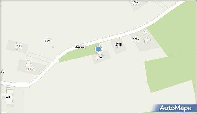 Zalesie, Zalesie, 123A, mapa Zalesie