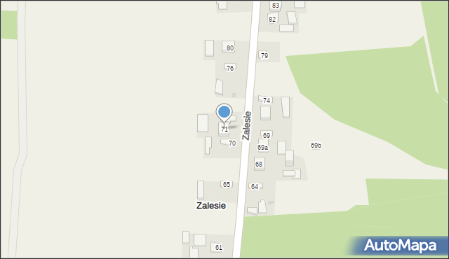 Zalesie, Zalesie, 71, mapa Zalesie